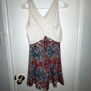 Boho print v-neck dress. Skies Are Blue brand